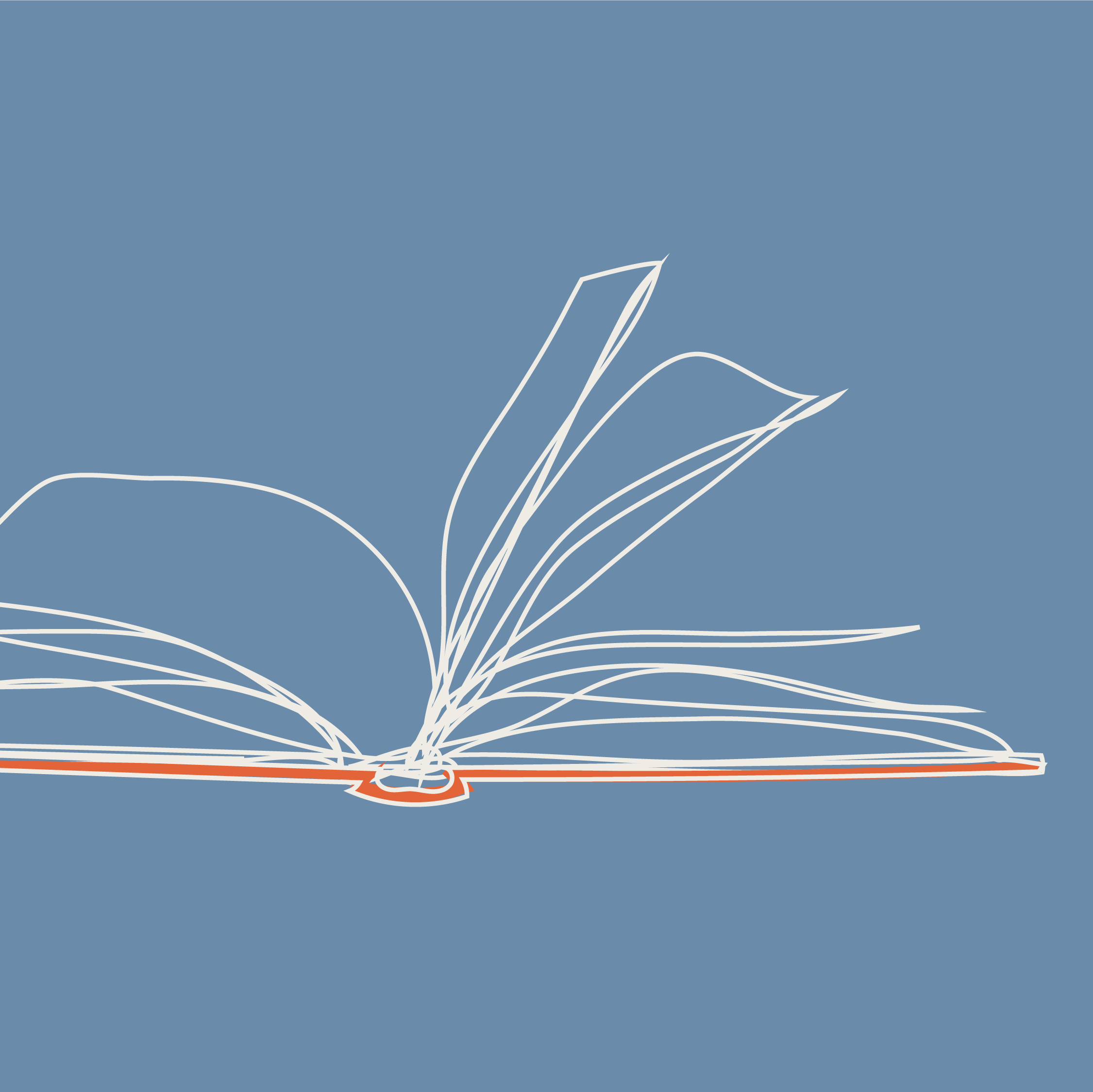 a line illustration of an open book