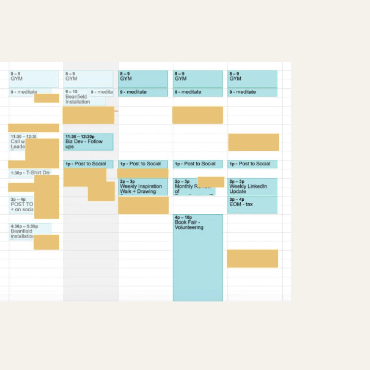 a screen capture of a busy calendar