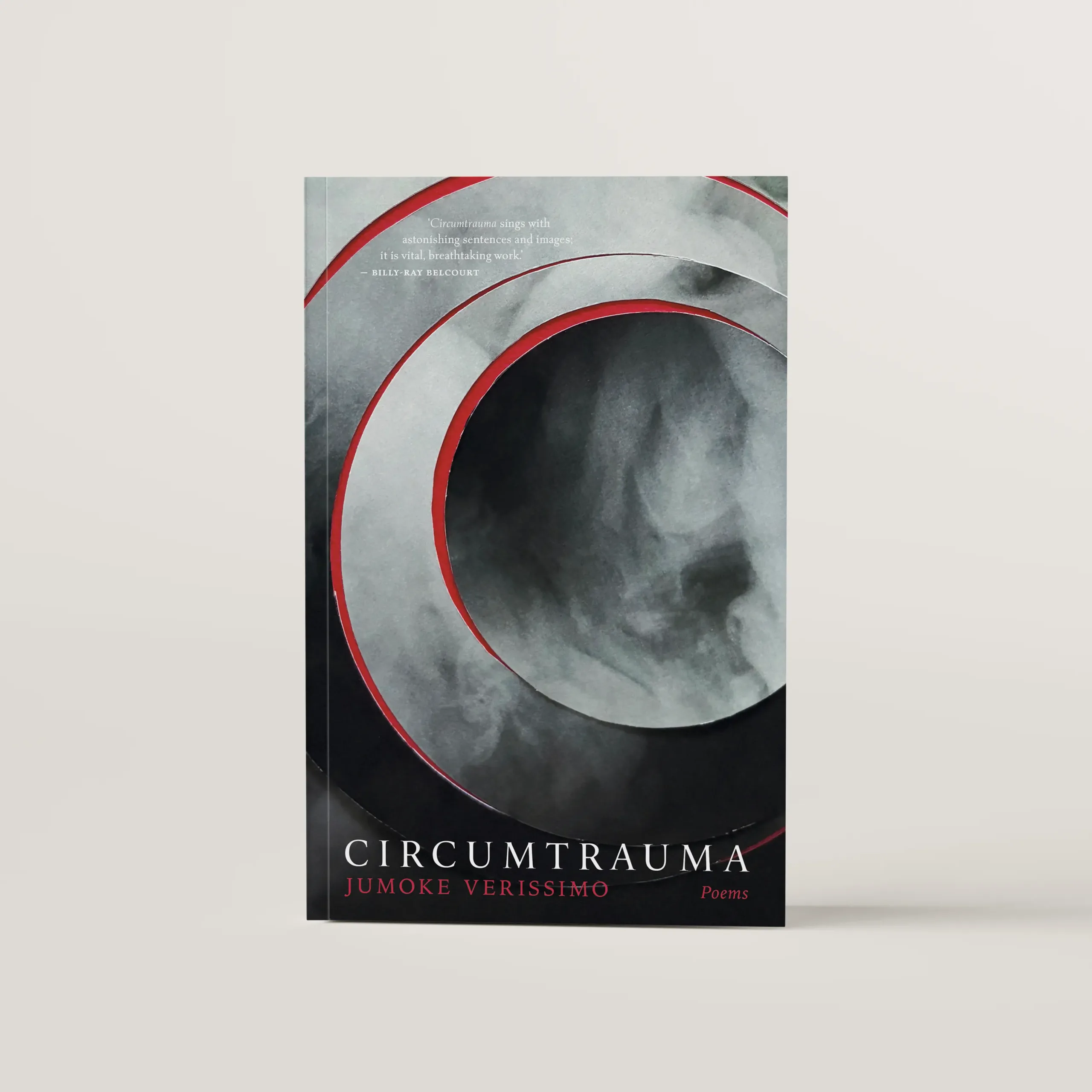 Circumtrauma cover featuring an image of concentric circles that have been cut out of an image of smoke and rotated. 