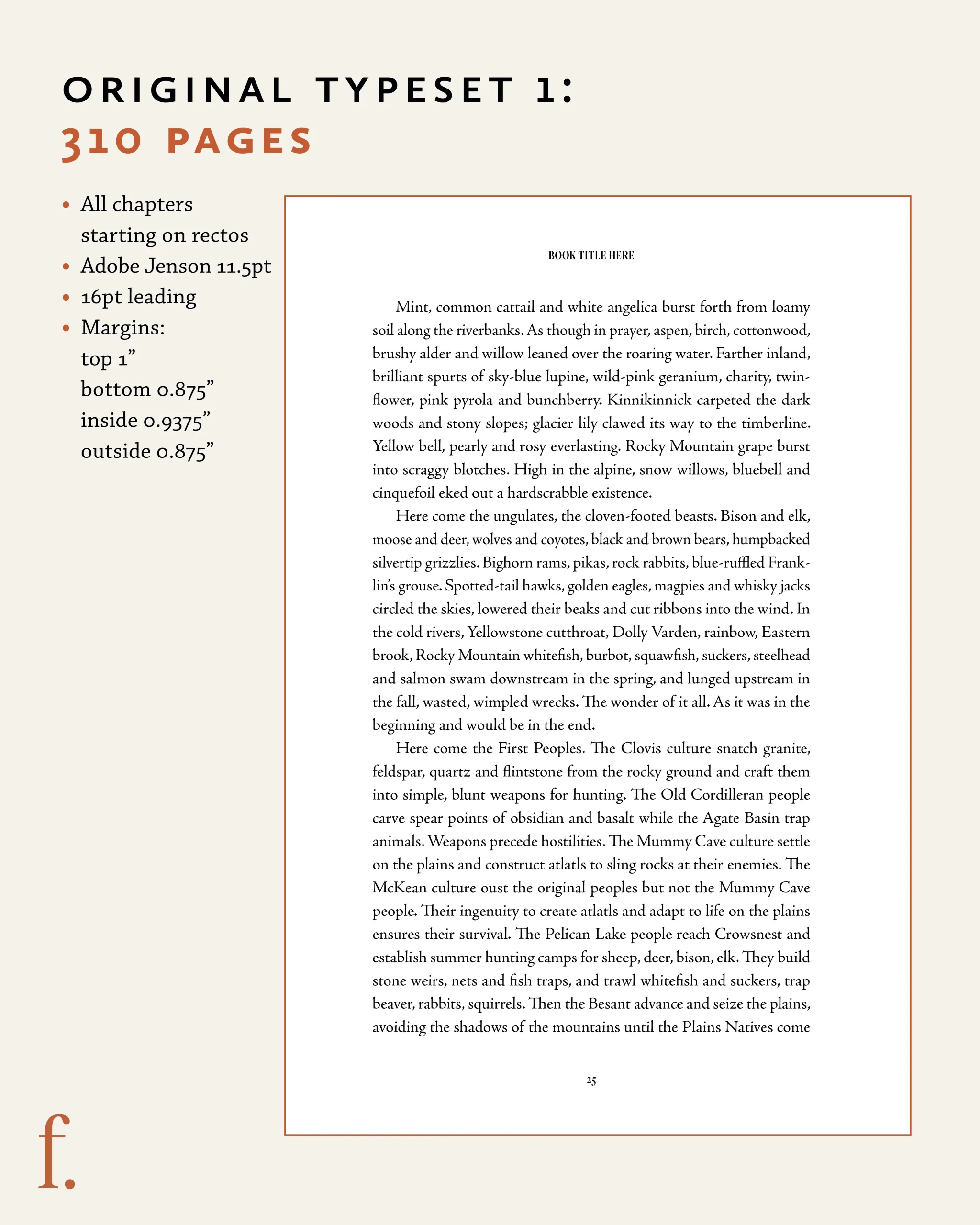Original typesetting of a novel