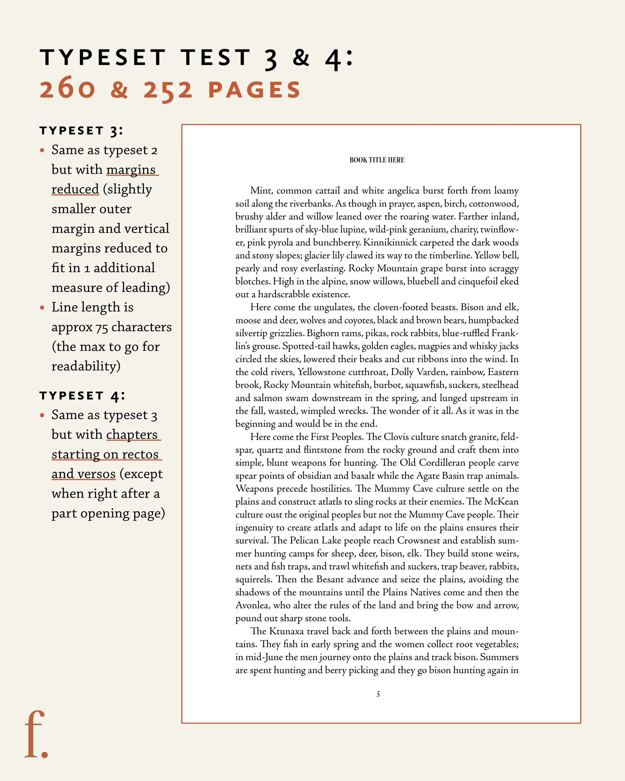Sustainable design typesetting test #3 and #4 to reduce page count