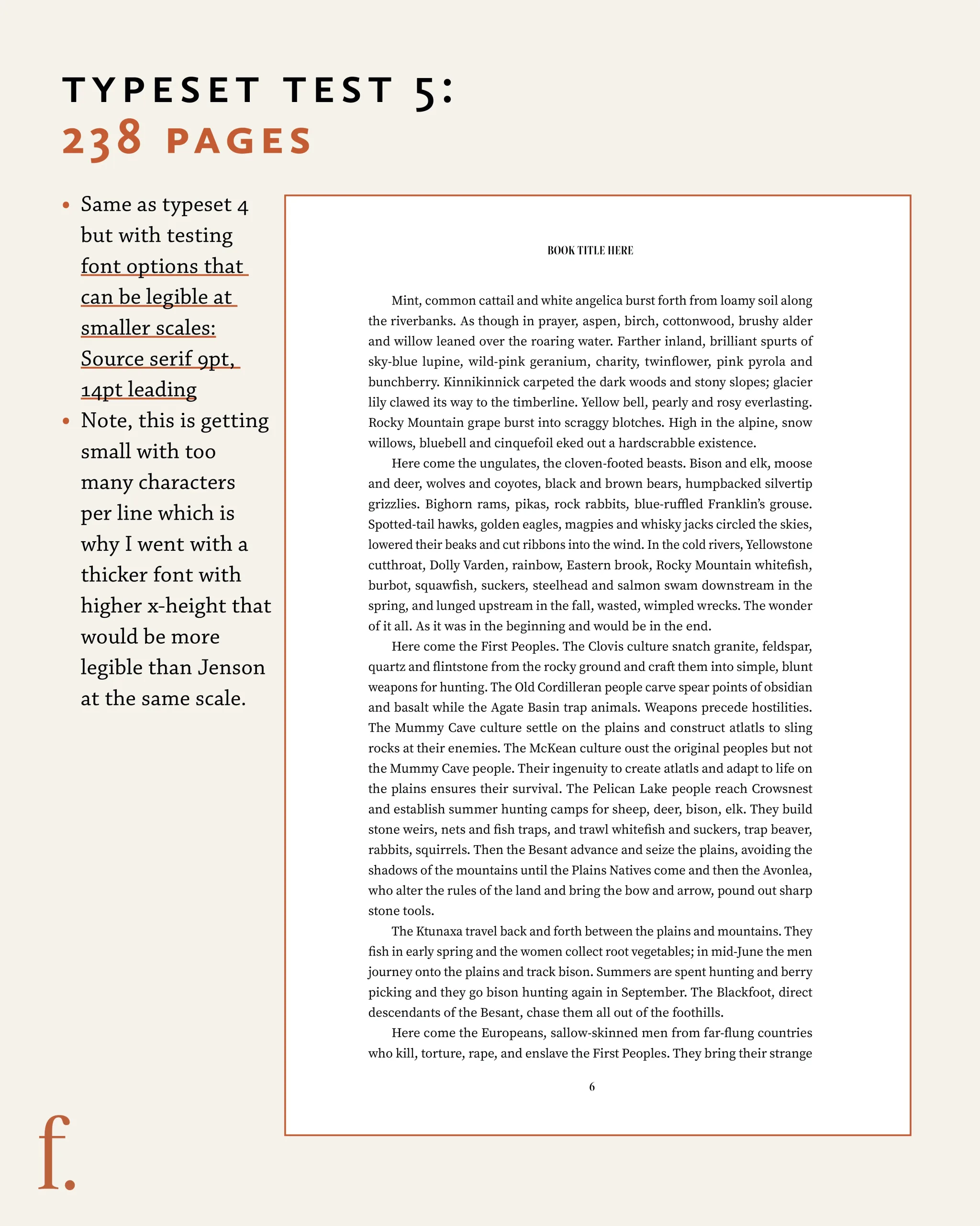 Sustainable design typesetting test #5 to reduce page count