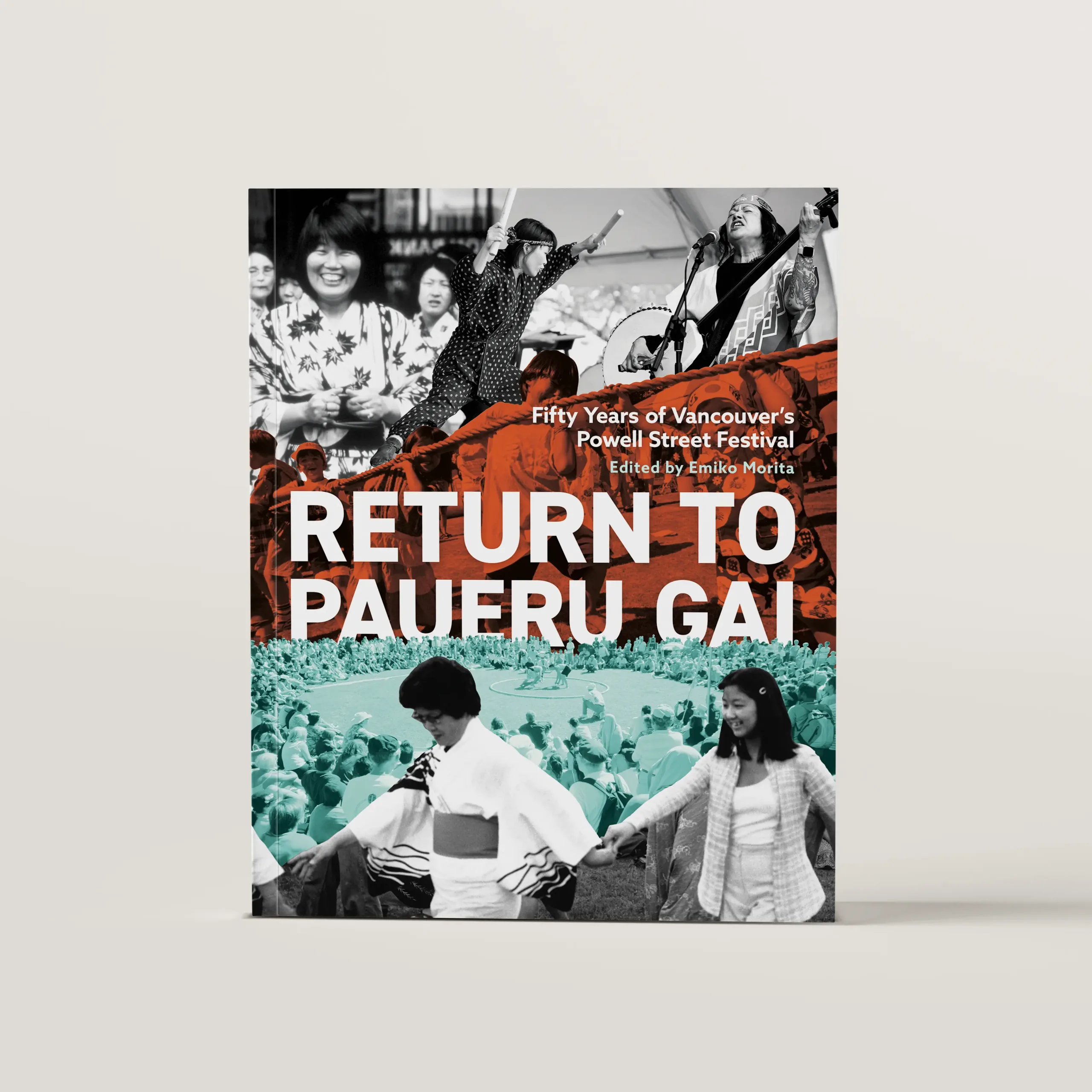 Collage cover design featuring festival photos for the book Return to Paueru Gai.